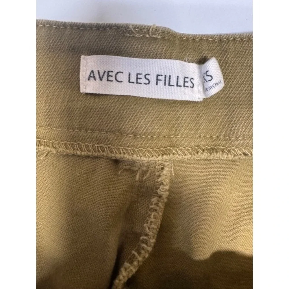 Avec Les Filles Anthropologie Womens Tan Patchwork Cropped Cargo Pants XS Boho